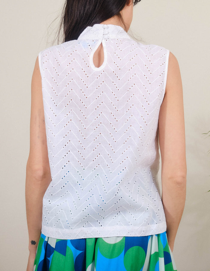 white broderie cotton sleeves sun top