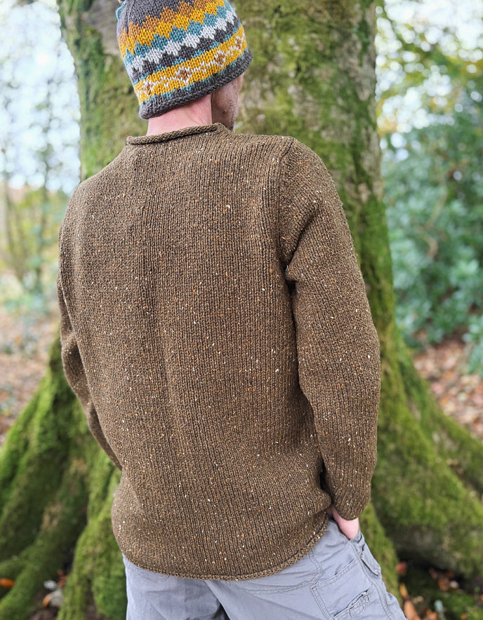 Fisherman out of Ireland Men's/Unisex Donegal Tweed Rollneck Sweater in Olive
