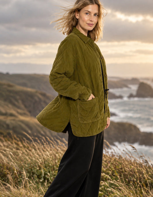 Danefae Danehighland Cord Overshirt in Dark Olive