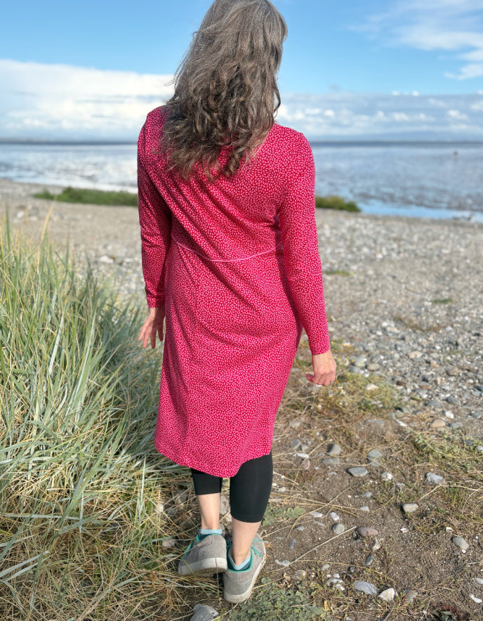 Heidekonigin Jersey Dress in Pink Dash Print