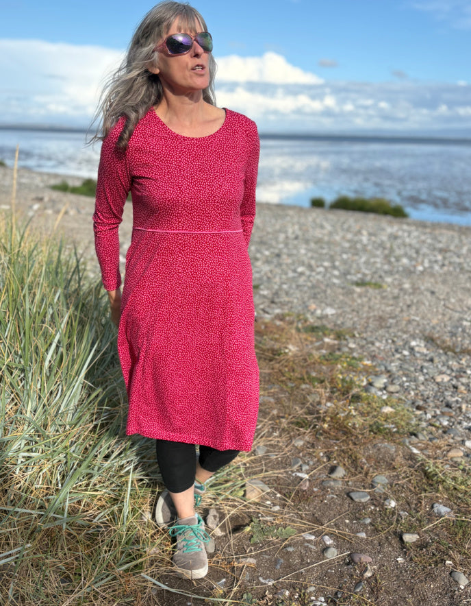 Heidekonigin Jersey Dress in Pink Dash Print