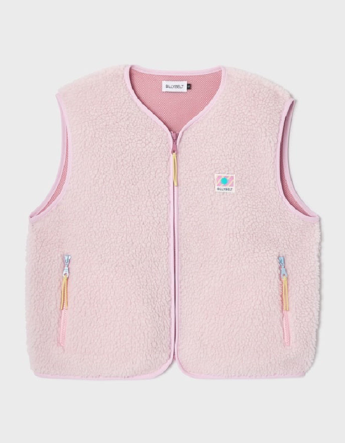 Billy Belt Sherpa Fleece Waistcoat in Marshmallow Pink