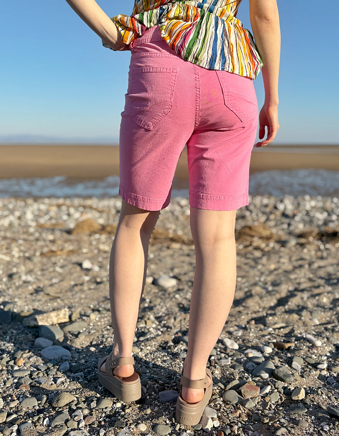 pink cotton Bermuda shorts