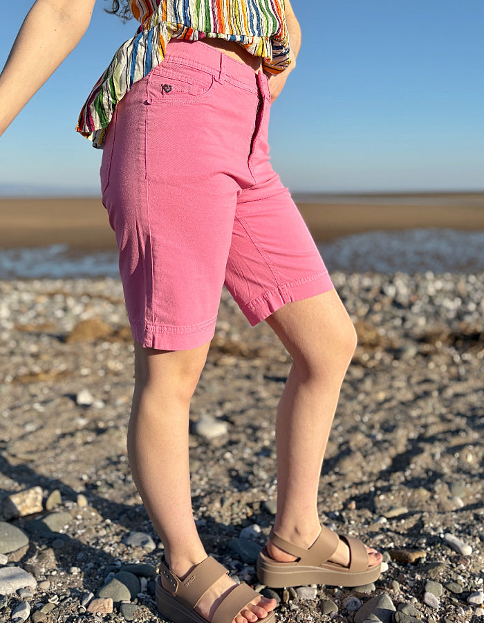 pink cotton Bermuda shorts