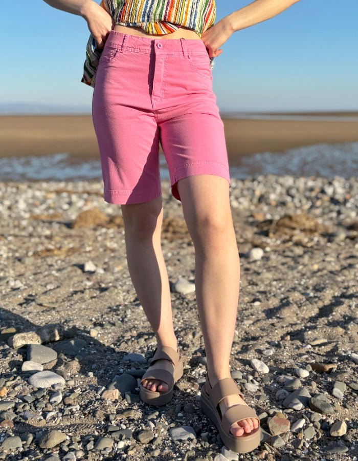 pink cotton Bermuda shorts