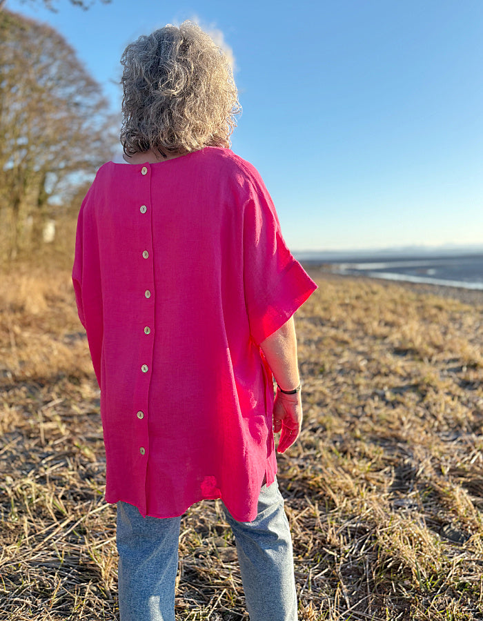 Linen Summer Tunic in Hot Pink