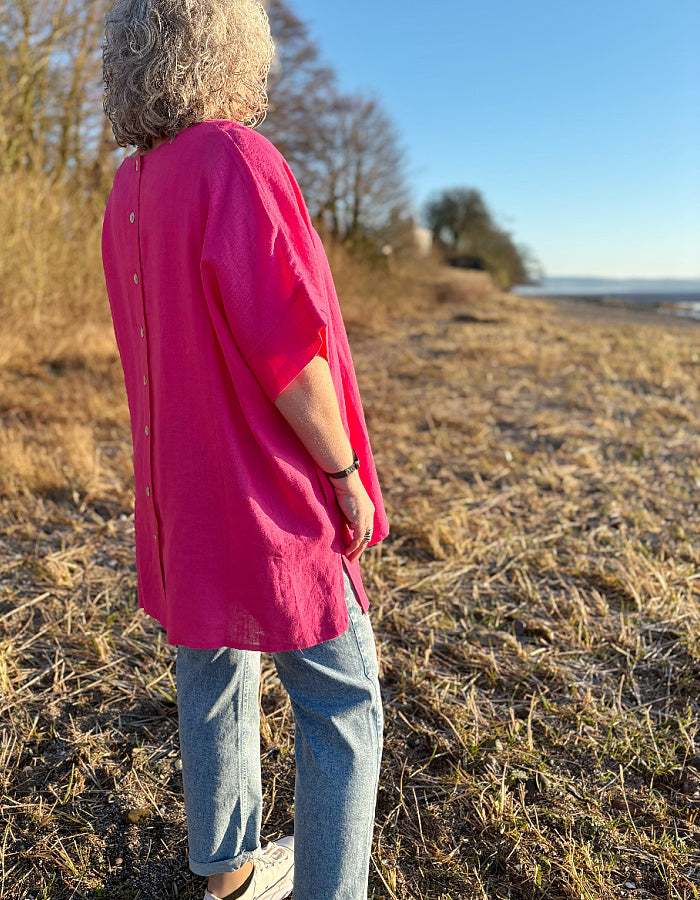 Linen Summer Tunic in Hot Pink