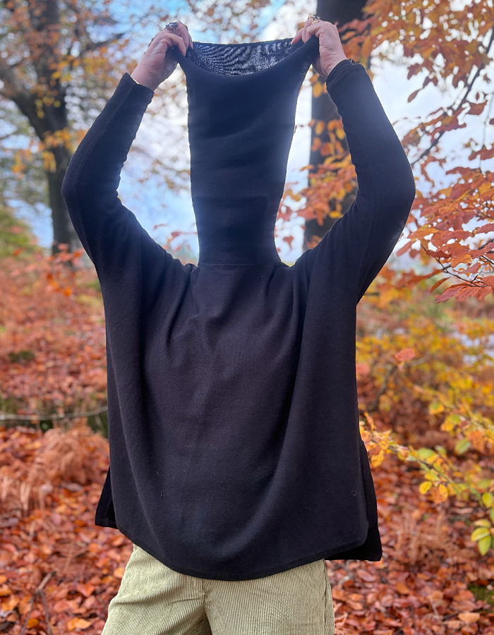 Ochre Carole Oversized Polo in Black Cashmere & Lambswool