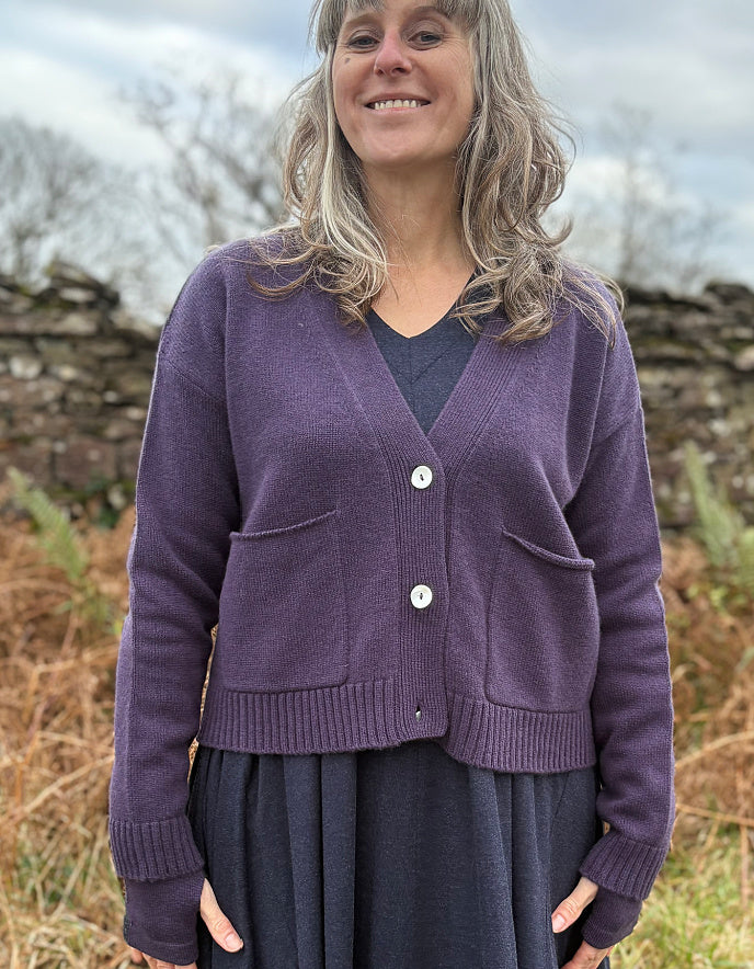 Ochre Cashmere Cardigan in Blueberry