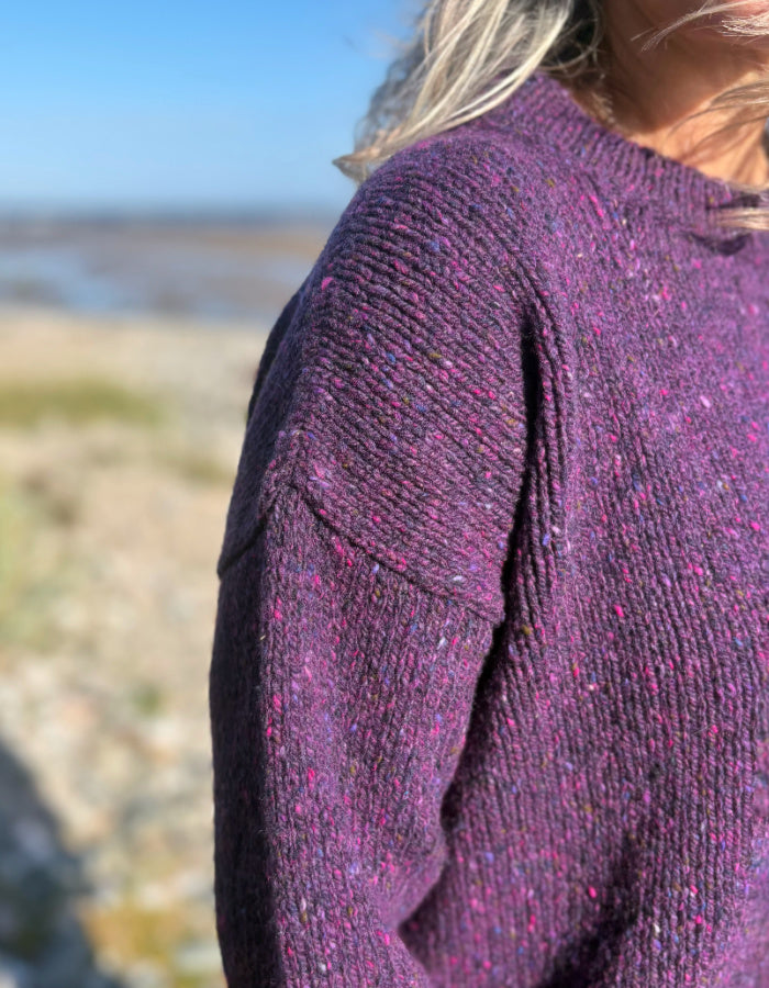 Fisherman out of Ireland Slouchy Crew in Blackcurrant Donegal Tweed