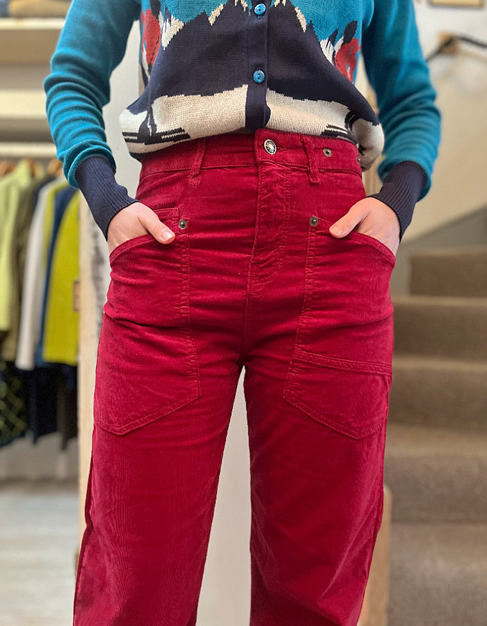 deep red baggy cords