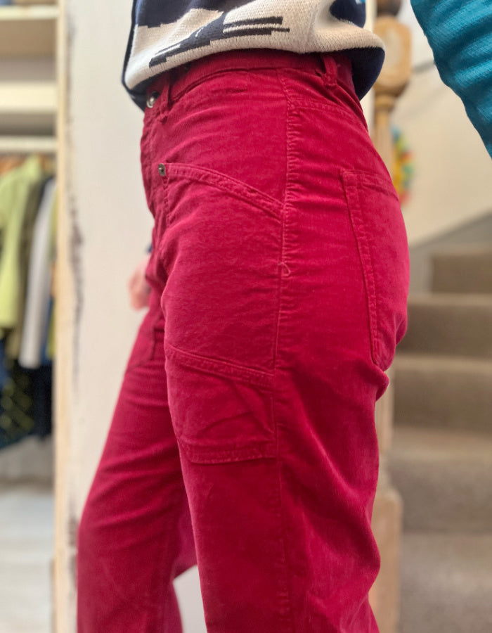 deep red baggy cords