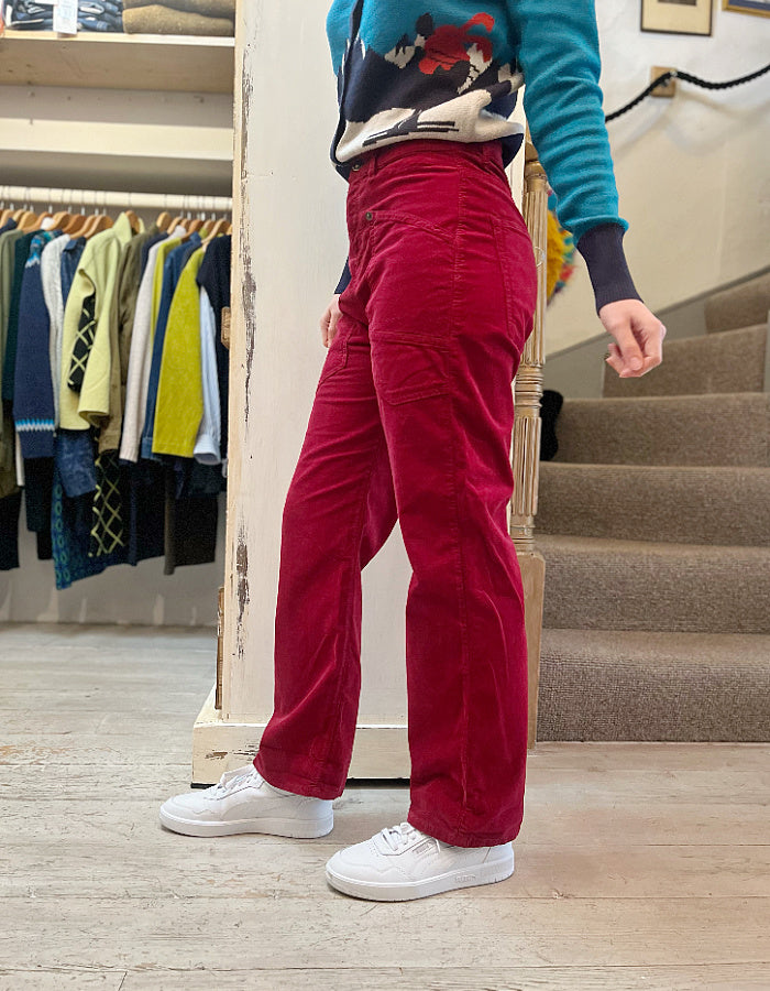deep red baggy cords