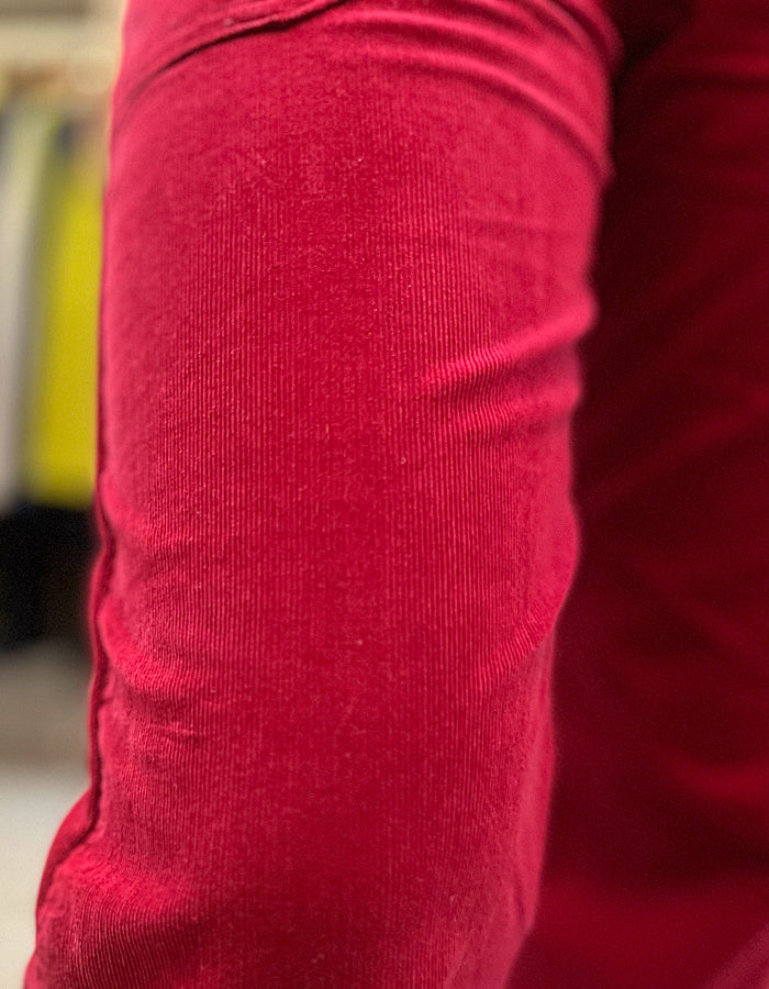 deep red baggy cords