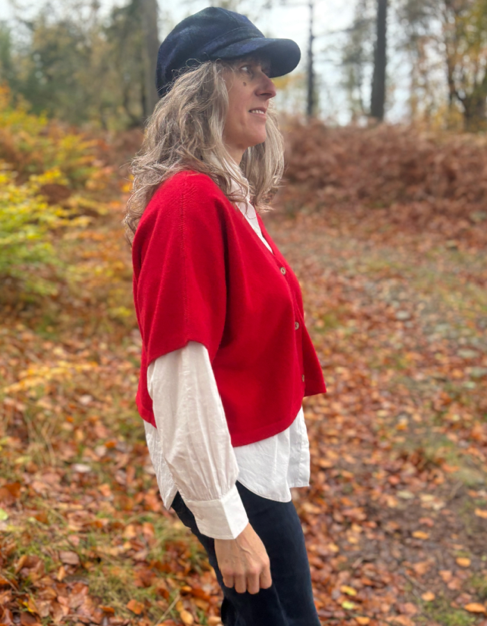 Ochre Nano Boxy Waistcoat in Red Cashmere & Lambswool