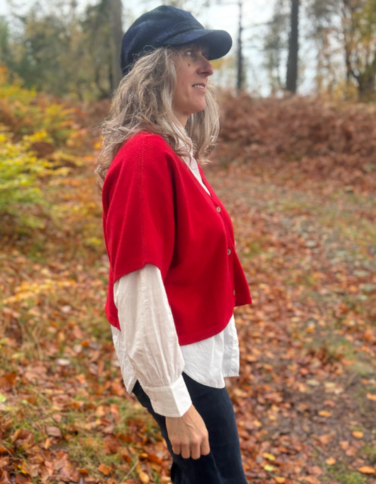 Ochre Nano Boxy Waistcoat in Red Cashmere & Lambswool