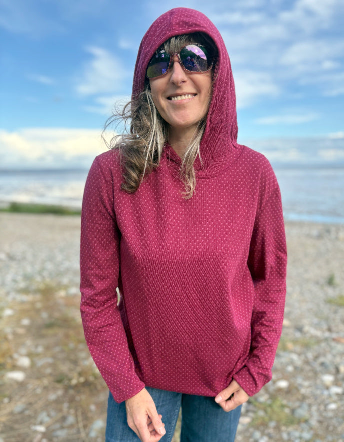 Heidekonigin Reversibel Hooded T shirt in Plum