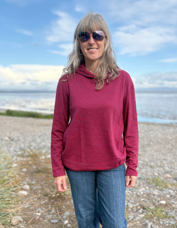 Heidekonigin Reversibel Hooded T shirt in Plum
