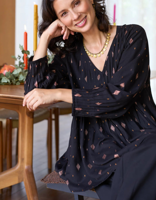 Sahara Diamond Lurex Pleated Top