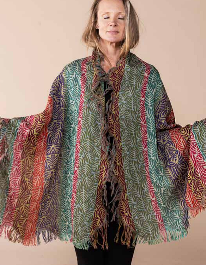 Nila Rubia Woven Jacquard Scarf in Japanese Leaves