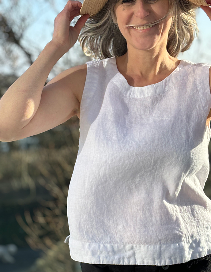 white linen tank top