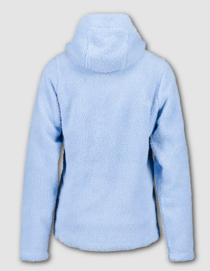 soft baby blue fleece jacket with full front zip and hood
