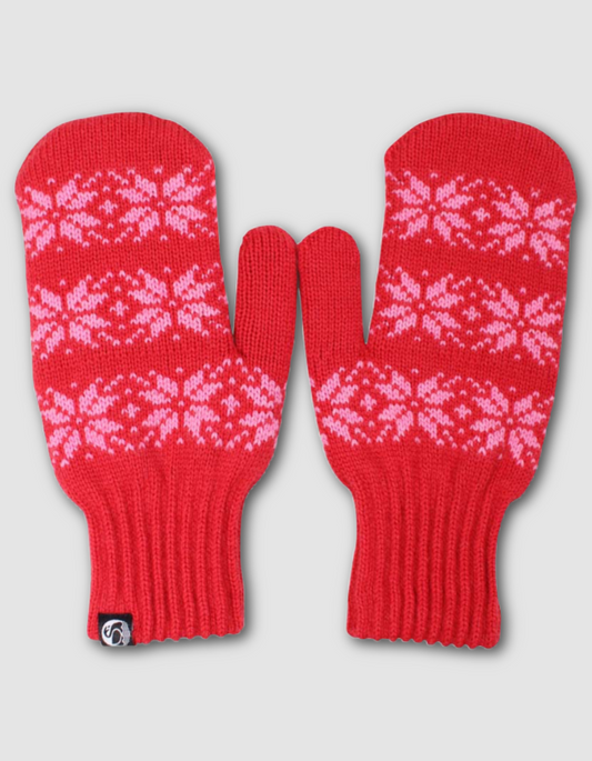 Danefae Daneicebird Mittens in Bright Red Star