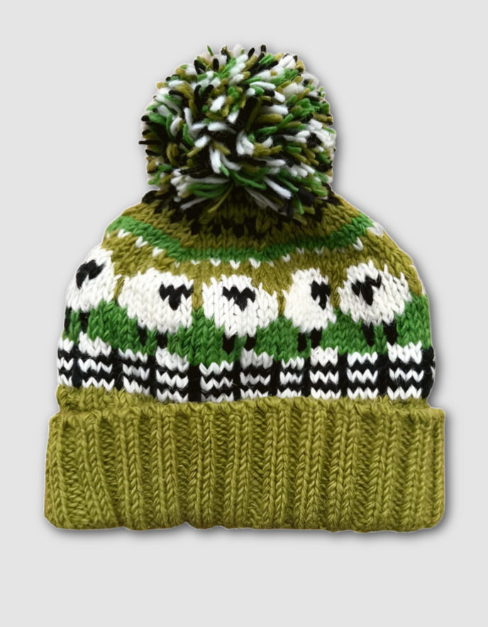 From the Source Spring Sheep Bobble Hat in Green