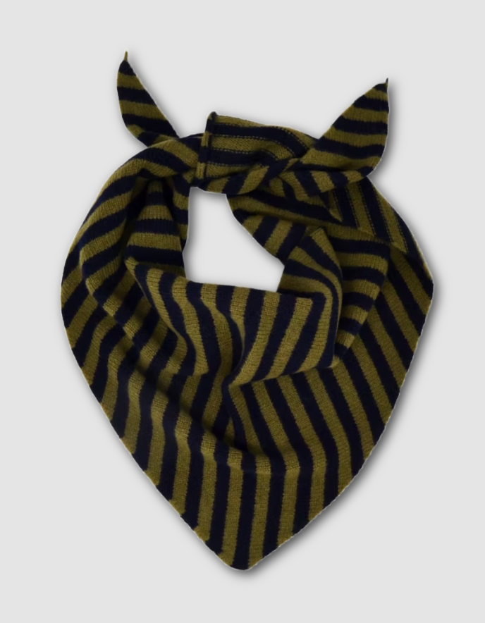 Scarlet Neckerchief in Olive Stripe