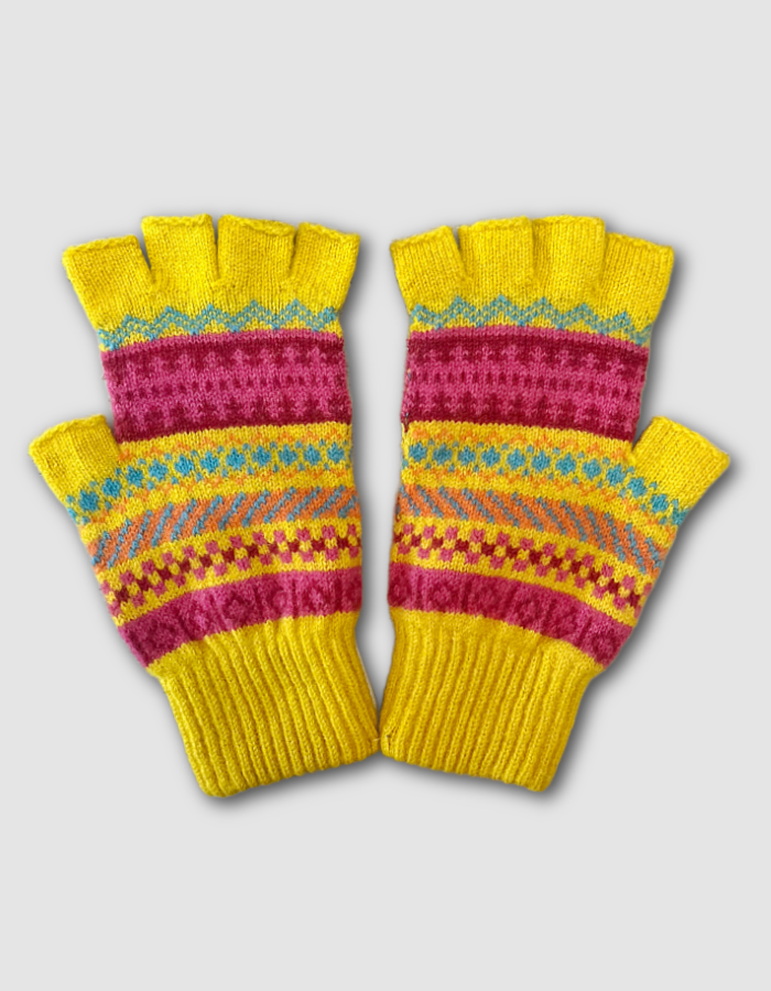 Green Grove Staffa Fingerless Gloves in Sun Bright