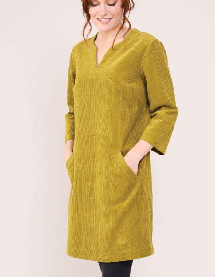 Nomads Simple Chunky Cord Tunic Dress in Tarragon