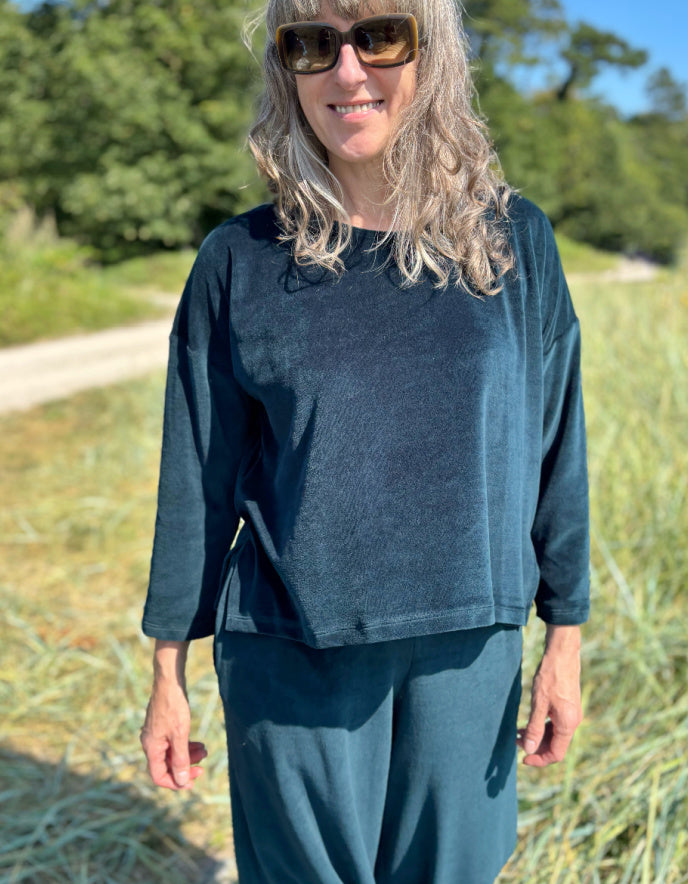 Luukaa Lana Velvet Top in Teal