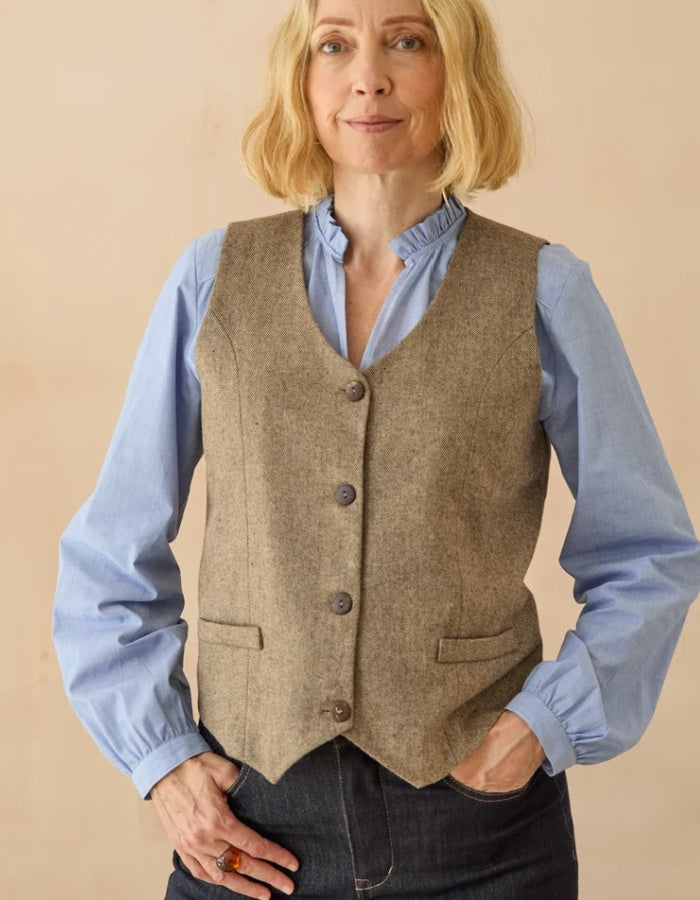 Chalk Wendy Waistcoat in Chestnut Tweed