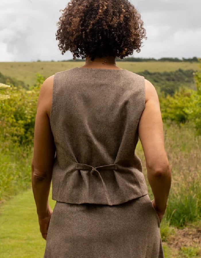 Chalk Wendy Waistcoat in Chestnut Tweed