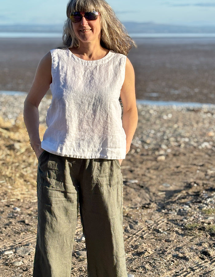 white linen tank top