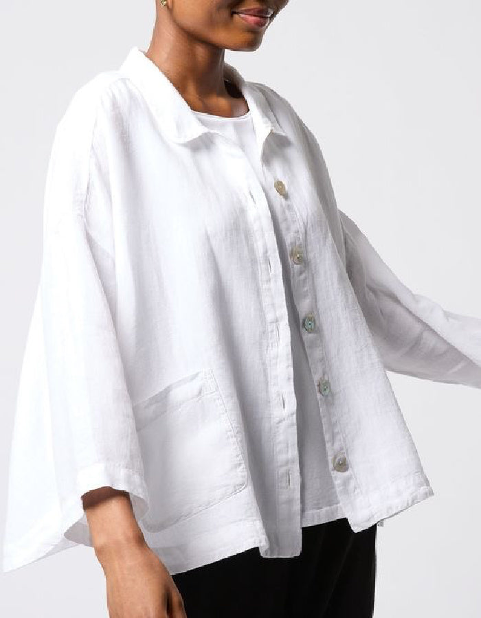 white linen boxy wide fit jacket