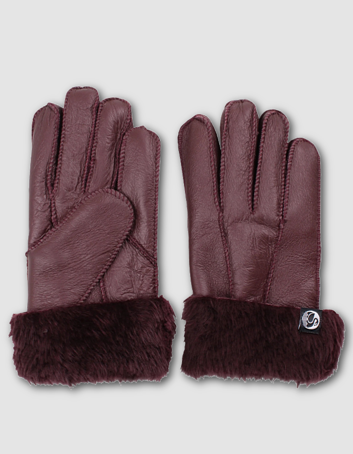 Danefae No Waste Sheepskin Gloves in Burgundy