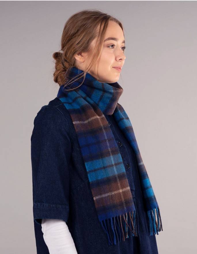 Lochcarron Lambswool Scarf in Buchanan Blue Tartan