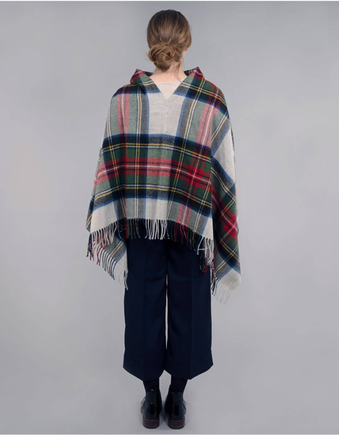 silver royal Stewart tartan blanket poncho