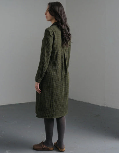 Bibico Alexa Shirt Dress in Olive Check