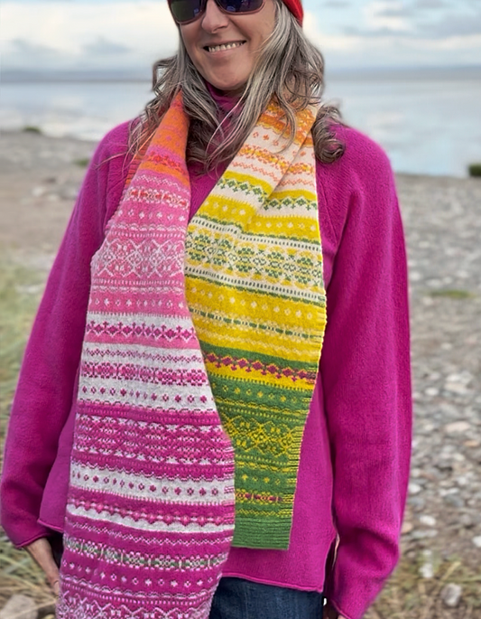 Eribe Alloa Fair Isle Scarf in Tulip