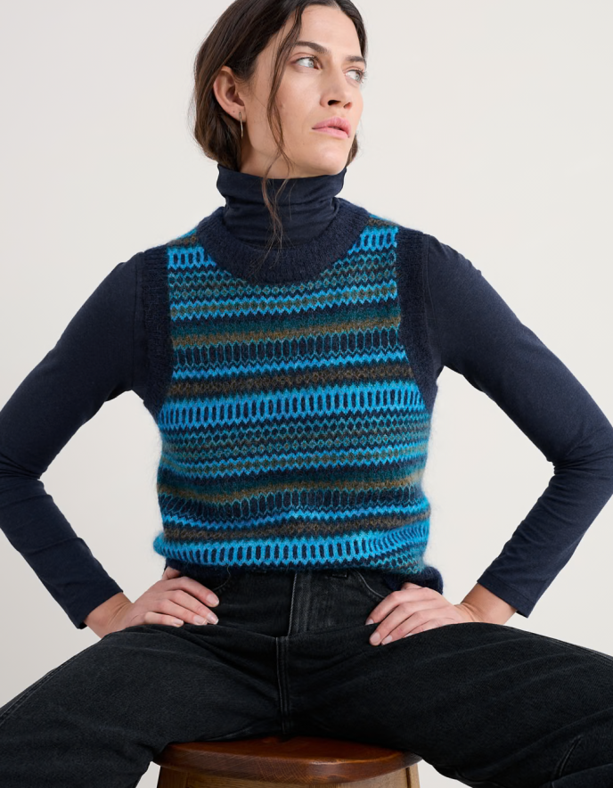 Seasalt Annik Fair Isle Vest in Cyan