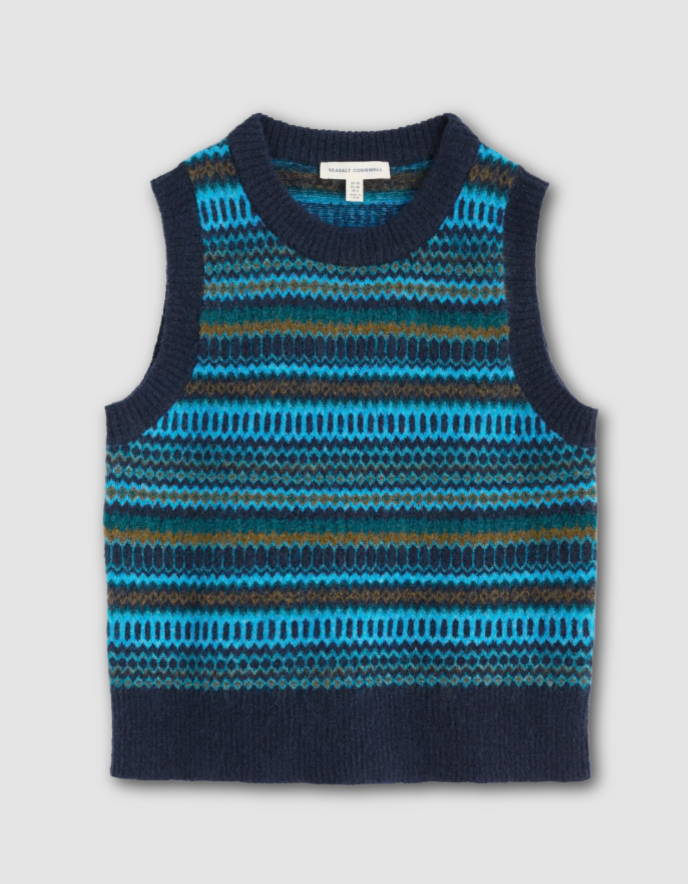 Seasalt Annik Fair Isle Vest in Cyan