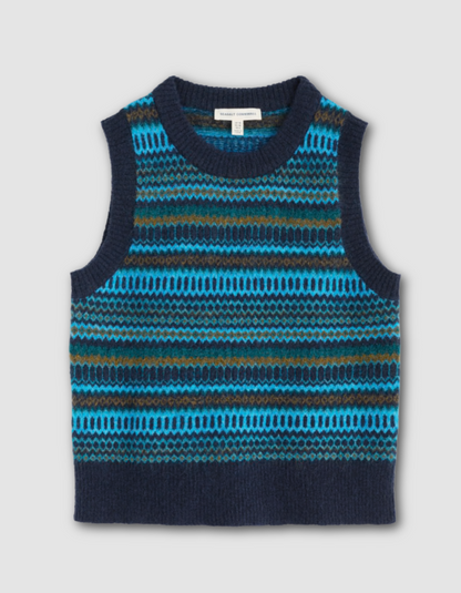 Seasalt Annik Fair Isle Vest in Cyan