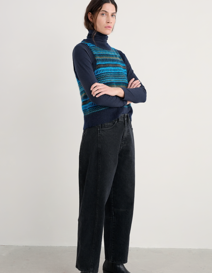 Seasalt Annik Fair Isle Vest in Cyan