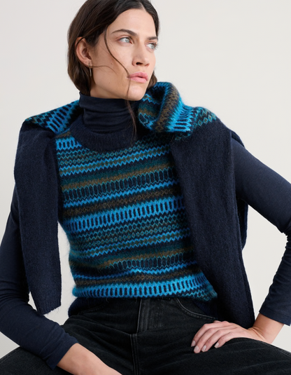 Seasalt Annik Fair Isle Vest in Cyan