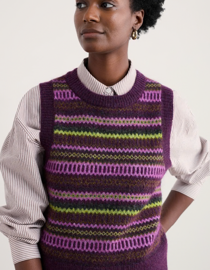 Seasalt Annik Fair Isle Vest in Grape Oak Mix