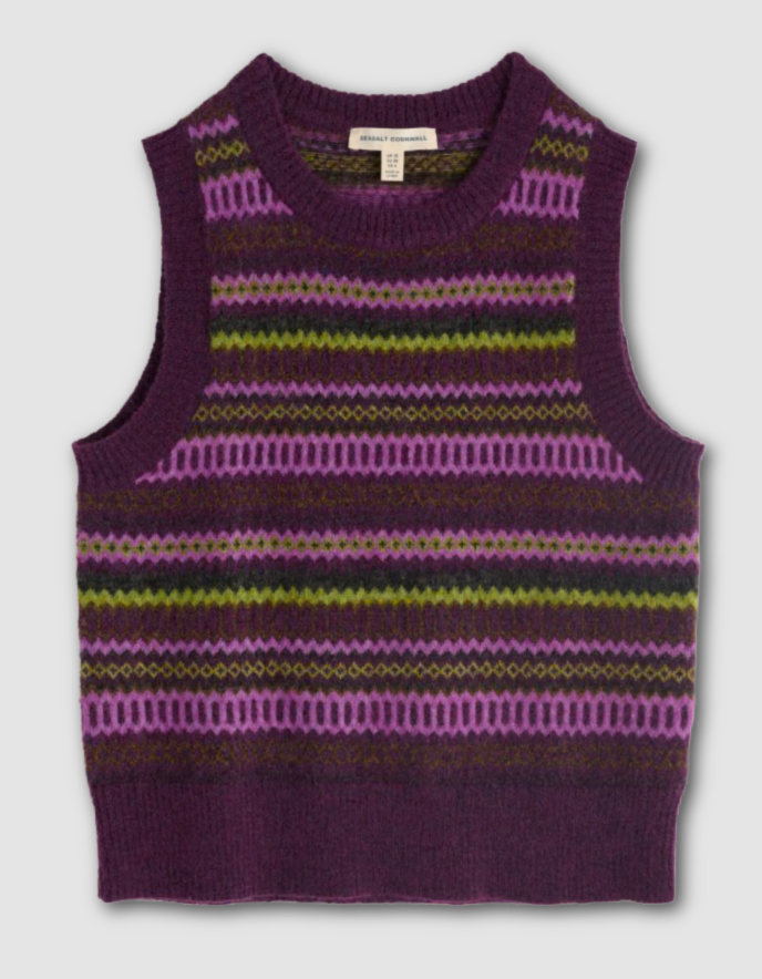 Seasalt Annik Fair Isle Vest in Grape Oak Mix