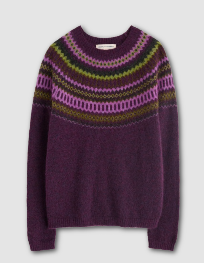 Seasalt Annik Fair Isle Sweater in Grape Oak Mix