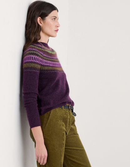Seasalt Annik Fair Isle Sweater in Grape Oak Mix